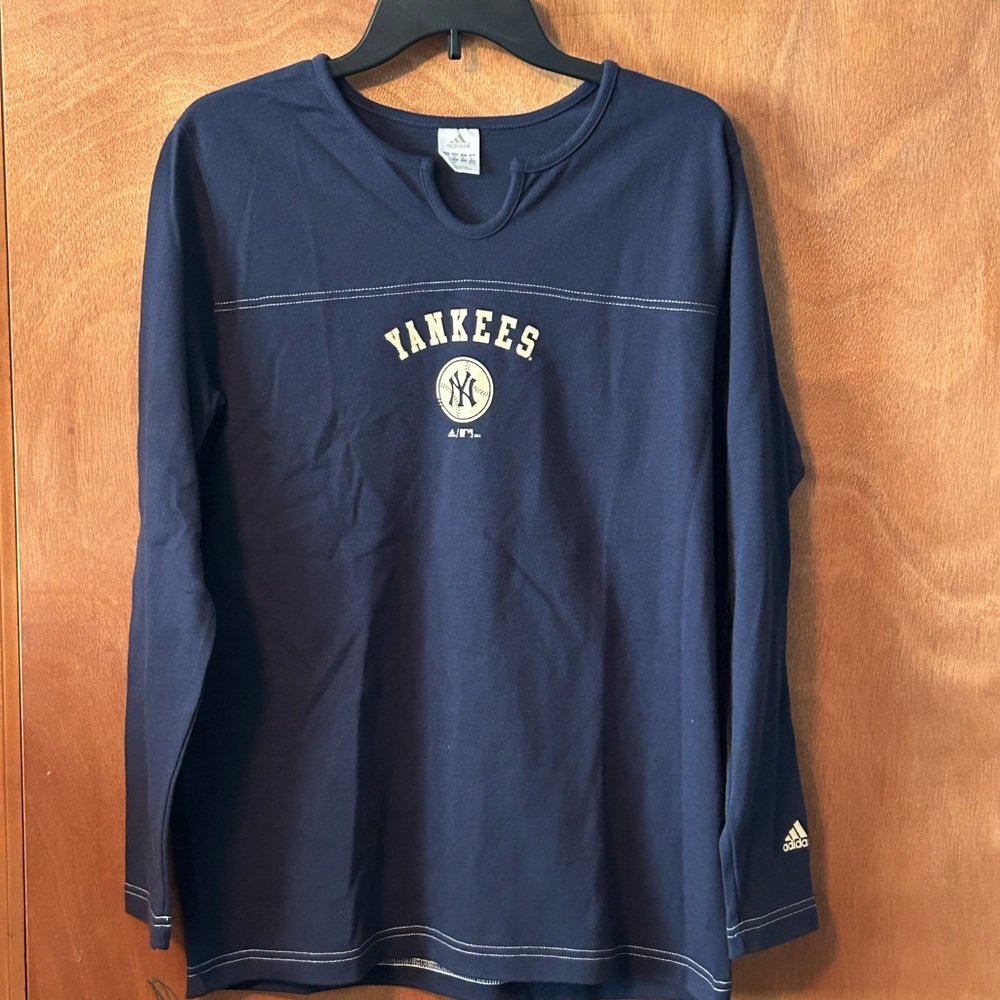 Vintage Adidas Navy Long Sleeve with New York Yankees Logo
